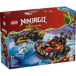 LEGO NINJAGO 71864 Veicoli Combinanti di Kai e Cole, con Macchina e Moto Giocattolo e 3 Minifigure, Regalo per Bambini da 7+