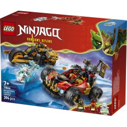 LEGO NINJAGO 71864 Veicoli Combinanti di Kai e Cole, con Macchina e Moto Giocattolo e 3 Minifigure, Regalo per Bambini da 7+