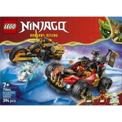 LEGO NINJAGO 71864 Veicoli Combinanti di Kai e Cole, con Macchina e Moto Giocattolo e 3 Minifigure, Regalo per Bambini da 7+