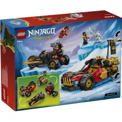 LEGO NINJAGO 71864 Veicoli Combinanti di Kai e Cole, con Macchina e Moto Giocattolo e 3 Minifigure, Regalo per Bambini da 7+