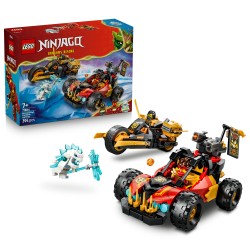 LEGO NINJAGO 71864 Veicoli Combinanti di Kai e Cole, con Macchina e Moto Giocattolo e 3 Minifigure, Regalo per Bambini da 7+