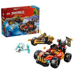 LEGO NINJAGO 71864 Veicoli Combinanti di Kai e Cole, con Macchina e Moto Giocattolo e 3 Minifigure, Regalo per Bambini da 7+