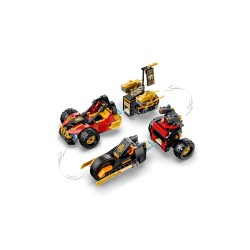 LEGO NINJAGO 71864 Veicoli Combinanti di Kai e Cole, con Macchina e Moto Giocattolo e 3 Minifigure, Regalo per Bambini da 7+