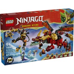 LEGO NINJAGO 71868 Mech Drago Mutaforma di Wyldfyre, Action Figure Giocattolo 2in1 con Mech e 6 Minifigure, Regalo Bambini 9+