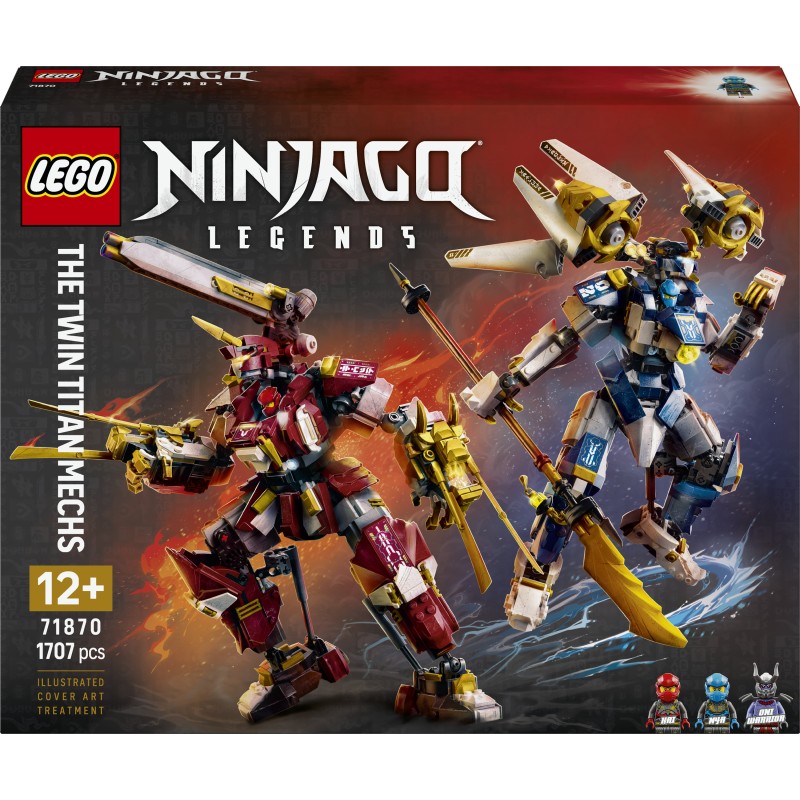 LEGO NINJAGO 71870 Mech Titanici Gemelli, Giocattolo con 2 Action Figure e 3 Minifigure, Regalo per Bambini da 12+ Anni