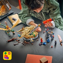 LEGO NINJAGO 71871 Battaglia alla Lama del Drago, Giocattolo con Drago, Action Figure e 4 Minifigure, Regalo per Bambini 9+