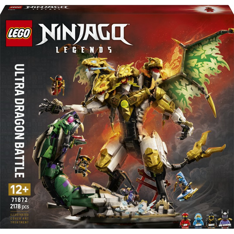 LEGO NINJAGO 71872 Battaglia dell’Ultra Drago, Giocattolo con Action Figure a 4 Teste, Serpente e 4 Minifigure, Regalo da 12+