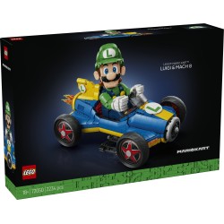 LEGO 72050 Mario Kart: Luigi e Mach 8, Kit per Adulti con Personaggio Nintendo e Auto, Gadget da Collezione, Regalo per Gamer