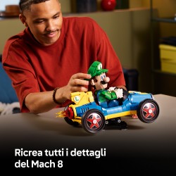 LEGO 72050 Mario Kart: Luigi e Mach 8, Kit per Adulti con Personaggio Nintendo e Auto, Gadget da Collezione, Regalo per Gamer