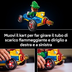 LEGO 72050 Mario Kart: Luigi e Mach 8, Kit per Adulti con Personaggio Nintendo e Auto, Gadget da Collezione, Regalo per Gamer