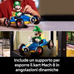 LEGO 72050 Mario Kart: Luigi e Mach 8, Kit per Adulti con Personaggio Nintendo e Auto, Gadget da Collezione, Regalo per Gamer