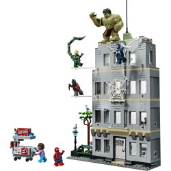 LEGO | Marvel 76350 Scontro Epico: Spider-Man vs. Hulk, Gioco Interattivo con Ufficio, Action Figure, 5 Minifigure, Regalo 8+