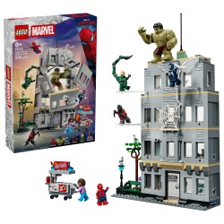 LEGO | Marvel 76350 Scontro Epico: Spider-Man vs. Hulk, Gioco Interattivo con Ufficio, Action Figure, 5 Minifigure, Regalo 8+