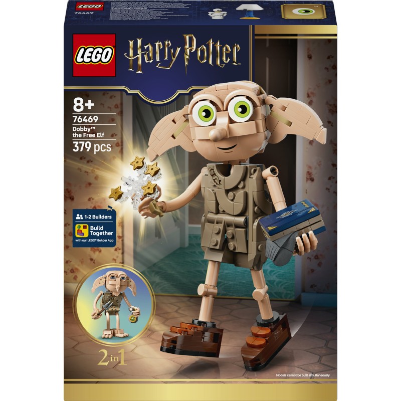 LEGO Harry Potter 76469 2in1 Dobby l'Elfo Libero, Gioco Trasformabile in Kreacher, Decorazione Cameretta, Regalo Bambini 8+