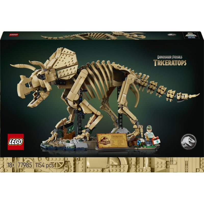 LEGO Jurassic World 77985 Fossili di Dinosauro: Triceratopo, Kit Modellismo per Adulti con Minifigure, Idea Regalo per Fan
