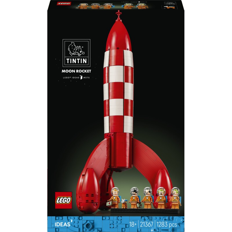 LEGO Ideas 21367 Razzo Lunare di Tintin, Kit Modellismo per Adulti, 5 Minifigure, Cane, Decorazioni Fai da Te, Regalo per Fan
