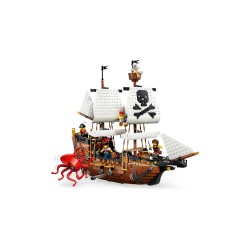 LEGO Creator 3in1 31387 Iconica Nave da Pirata, Giocattolo Trasformabile in Castello o in 2 Barche Gemelle, Regalo Bambini 9+