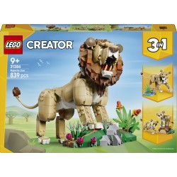 LEGO Creator 31386 3in1 Animali Selvatici: Leone Maestoso Giocattolo, Trasformabile in Leonessa o in 2 Cuccioli, Regalo da 9+
