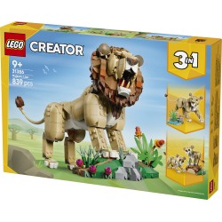 LEGO Creator 31386 3in1 Animali Selvatici: Leone Maestoso Giocattolo, Trasformabile in Leonessa o in 2 Cuccioli, Regalo da 9+