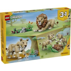 LEGO Creator 31386 3in1 Animali Selvatici: Leone Maestoso Giocattolo, Trasformabile in Leonessa o in 2 Cuccioli, Regalo da 9+