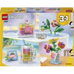 LEGO Creator 31383 3in1 Boccetta di Profumo con Decorazione Floreale, Gioco da 8+ Trasformabile in Vaso da Fiori o Frullato