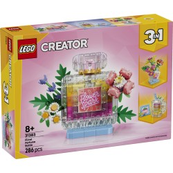 LEGO Creator 31383 3in1 Boccetta di Profumo con Decorazione Floreale, Gioco da 8+ Trasformabile in Vaso da Fiori o Frullato