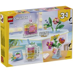 LEGO Creator 31383 3in1 Boccetta di Profumo con Decorazione Floreale, Gioco da 8+ Trasformabile in Vaso da Fiori o Frullato