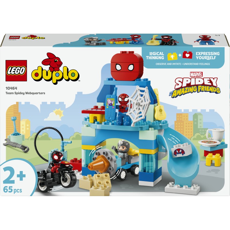 LEGO DUPLO Marvel 10464 Webquarters del Team Spidey, Giocattolo da Supereroi con Moto, 3 Personaggi, Regalo per Bambini da 2+
