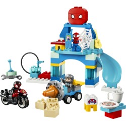 LEGO DUPLO Marvel 10464 Webquarters del Team Spidey, Giocattolo da Supereroi con Moto, 3 Personaggi, Regalo per Bambini da 2+