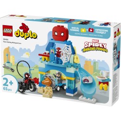 LEGO DUPLO Marvel 10464 Webquarters del Team Spidey, Giocattolo da Supereroi con Moto, 3 Personaggi, Regalo per Bambini da 2+