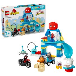 LEGO DUPLO Marvel 10464 Webquarters del Team Spidey, Giocattolo da Supereroi con Moto, 3 Personaggi, Regalo per Bambini da 2+