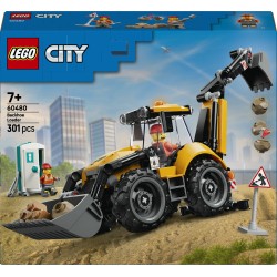 LEGO City 60480 Scavatrice da Cantiere Gialla, Veicolo Giocattolo con 2 Minifigure, Benna e Braccio Funzionanti, Regalo da 7+