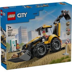 LEGO City 60480 Scavatrice da Cantiere Gialla, Veicolo Giocattolo con 2 Minifigure, Benna e Braccio Funzionanti, Regalo da 7+