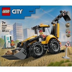 LEGO City 60480 Scavatrice da Cantiere Gialla, Veicolo Giocattolo con 2 Minifigure, Benna e Braccio Funzionanti, Regalo da 7+