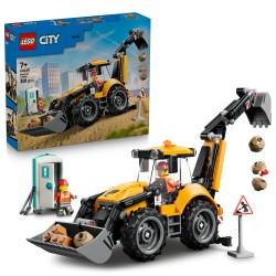 LEGO City 60480 Scavatrice da Cantiere Gialla, Veicolo Giocattolo con 2 Minifigure, Benna e Braccio Funzionanti, Regalo da 7+