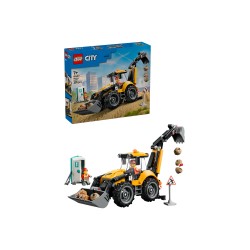 LEGO City 60480 Scavatrice da Cantiere Gialla, Veicolo Giocattolo con 2 Minifigure, Benna e Braccio Funzionanti, Regalo da 7+
