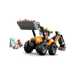 LEGO City 60480 Scavatrice da Cantiere Gialla, Veicolo Giocattolo con 2 Minifigure, Benna e Braccio Funzionanti, Regalo da 7+