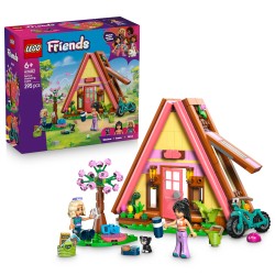 LEGO Friends 42682 Cabina Glamping nella Natura, Casa Giocattolo con 2 Mini Bamboline, Gatto e Accessori, Regalo Bambini 6+