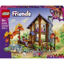 LEGO Friends 42705 Baita nella Foresta Autunnale, Casa Giocattolo con 4 Mini Bamboline, 2 Animali e Accessori, Regalo da 9+