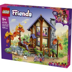 LEGO Friends 42705 Baita nella Foresta Autunnale, Casa Giocattolo con 4 Mini Bamboline, 2 Animali e Accessori, Regalo da 9+