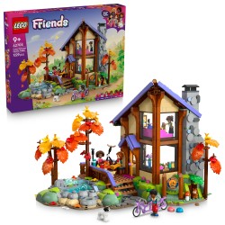 LEGO Friends 42705 Baita nella Foresta Autunnale, Casa Giocattolo con 4 Mini Bamboline, 2 Animali e Accessori, Regalo da 9+