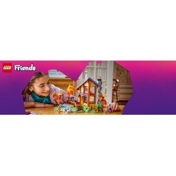 LEGO Friends 42705 Baita nella Foresta Autunnale, Casa Giocattolo con 4 Mini Bamboline, 2 Animali e Accessori, Regalo da 9+