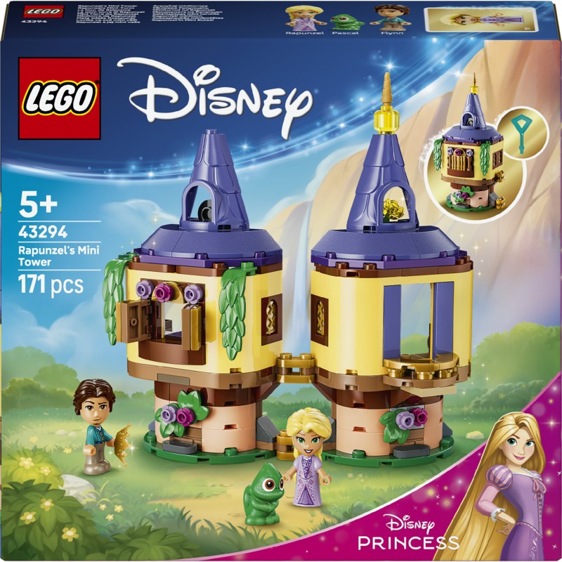 LEGO | Disney Princess 43294 La Mini-Torre di Rapunzel, Gioco con 2 Mini Bamboline, Pascal, Accessori e Serratura, Regalo 5+