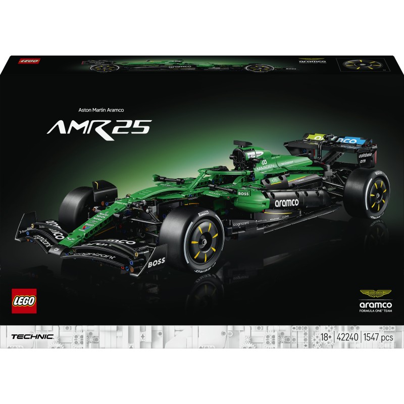LEGO Technic 42240 Auto F1 Aston Martin Aramco AMR25, Kit di Modellismo Formula 1 per Adulti da Collezione, Regalo per Fan