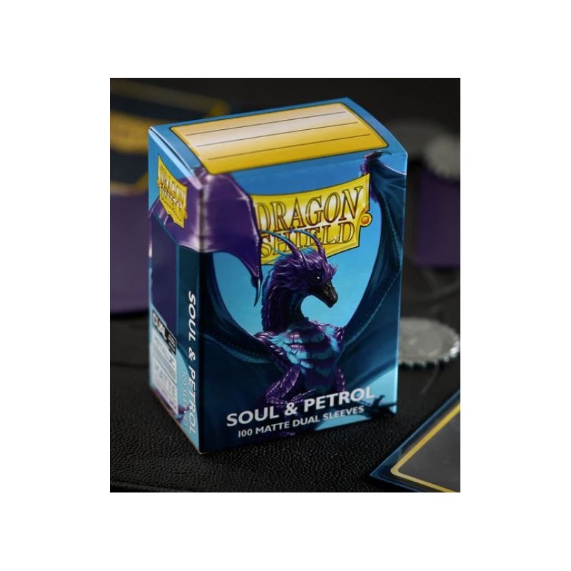 Dragon Shield - 100 Standard Size Matte Dual Sleeves - Soul & Petrol