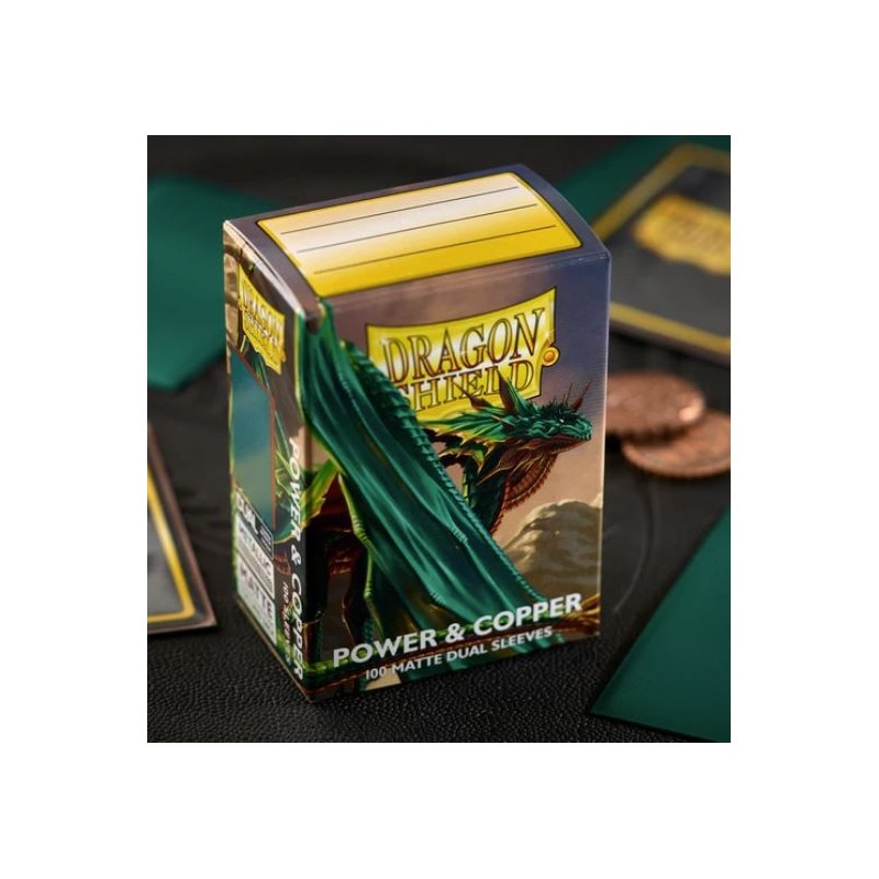 Dragon Shield - 100 Standard Size Matte Dual Sleeves - Power & Copper