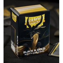 Dragon Shield - 100 Standard Size Matte Dual Sleeves - Black & Gold