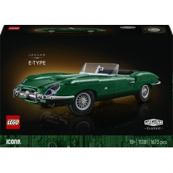 LEGO Icons 11381 Jaguar E-Type, Modellino per Adulti di Auto con Motore 6 Cilindri e Kit di Attrezzi, Regalo da Collezione