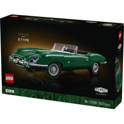 LEGO Icons 11381 Jaguar E-Type, Modellino per Adulti di Auto con Motore 6 Cilindri e Kit di Attrezzi, Regalo da Collezione