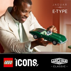 LEGO Icons 11381 Jaguar E-Type, Modellino per Adulti di Auto con Motore 6 Cilindri e Kit di Attrezzi, Regalo da Collezione